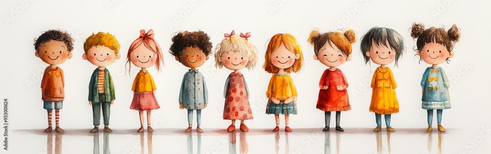 Joyful Gathering of Diverse Children in Spring Joyful Gathering of Diverse Children in Spring