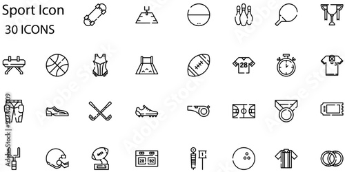 Set of Sport icons. Line art style icons bundle. vector illustration