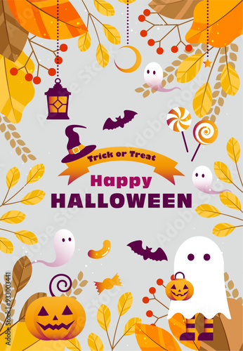 ハロウィンの背景イラスト素材 ベクター 秋 10月 