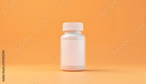 Minimalist Medicine Container Mockup on Orange Background