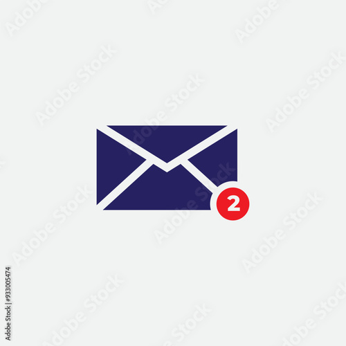 notification of two incoming messages icon vector template photo