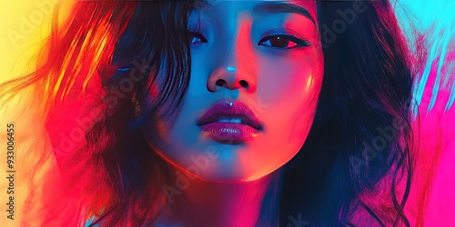 vivid colours, beautiful asian woman