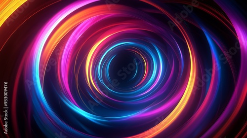 Colorful abstract swirl patterns creating a vortex effect in dark background