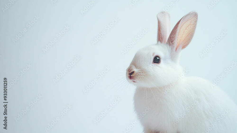 A rabbit sitting against a clean white background. A rabbit sitting against a clean white background.