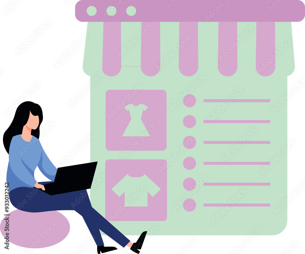 The girl is shopping online. The girl is shopping online.