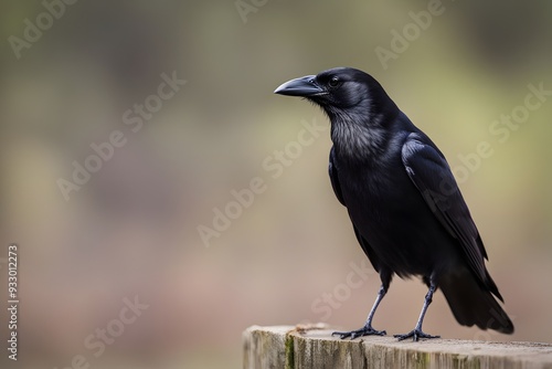 Carrion crow bird blurry nature background, Ai Generated