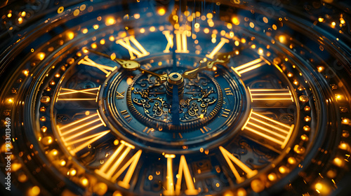 Wallpaper Mural Intricate Golden Clock Face 3D Illustration Torontodigital.ca