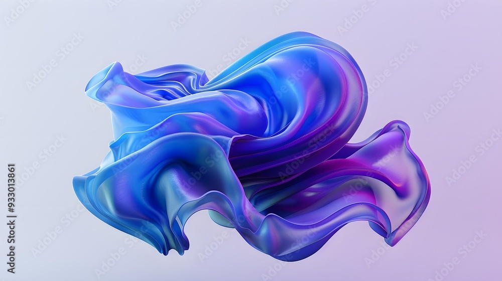 Naklejka premium Blue and purple gradient color floating liquid blob. 3d rendering picture.