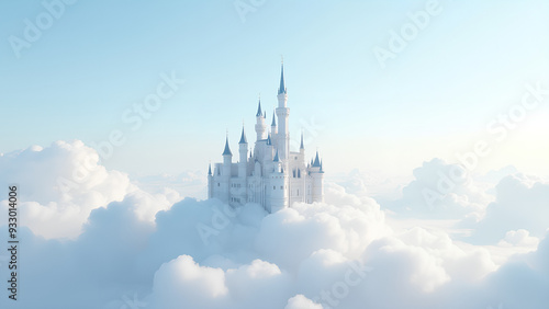 Beautiful castle among the clouds in the sky