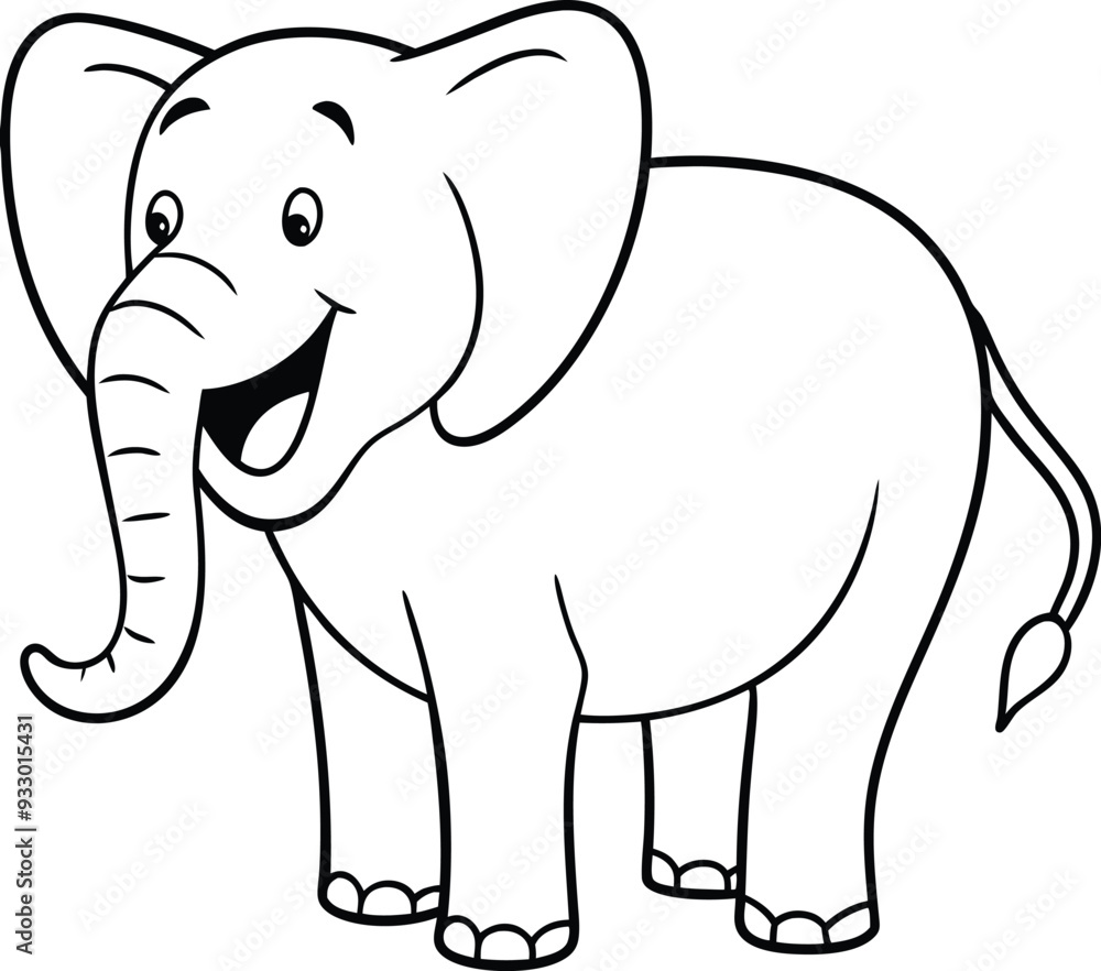 Fototapeta premium Elephant Illustration Coloring Page for Children's Art Book 