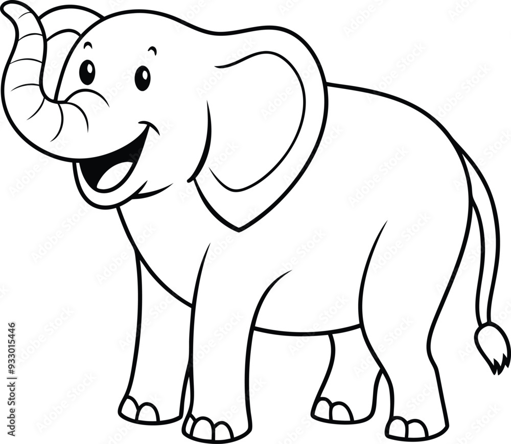 Fototapeta premium Cute Elephant Illustration Coloring Page Outline for Kids 