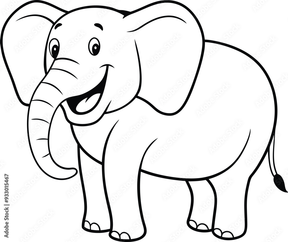 Fototapeta premium Children's Coloring Book Elephant Illustration Outline Art 
