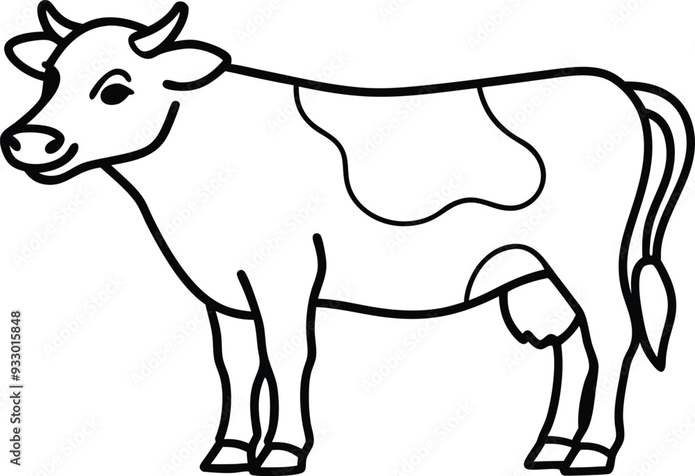 Fototapeta premium Cow Illustration Outline Art for Toddlers Coloring Book 