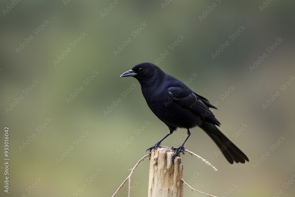 Brewers black bird blurry nature background, AI Generated Brewers black bird blurry nature background, AI Generated