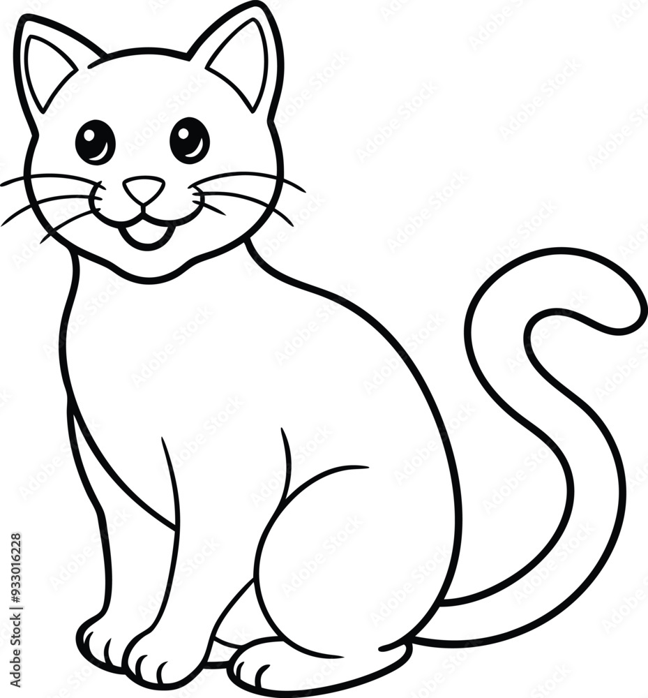 Fototapeta premium Kids Cat Coloring Page Outline Art Illustration for Coloring Books 