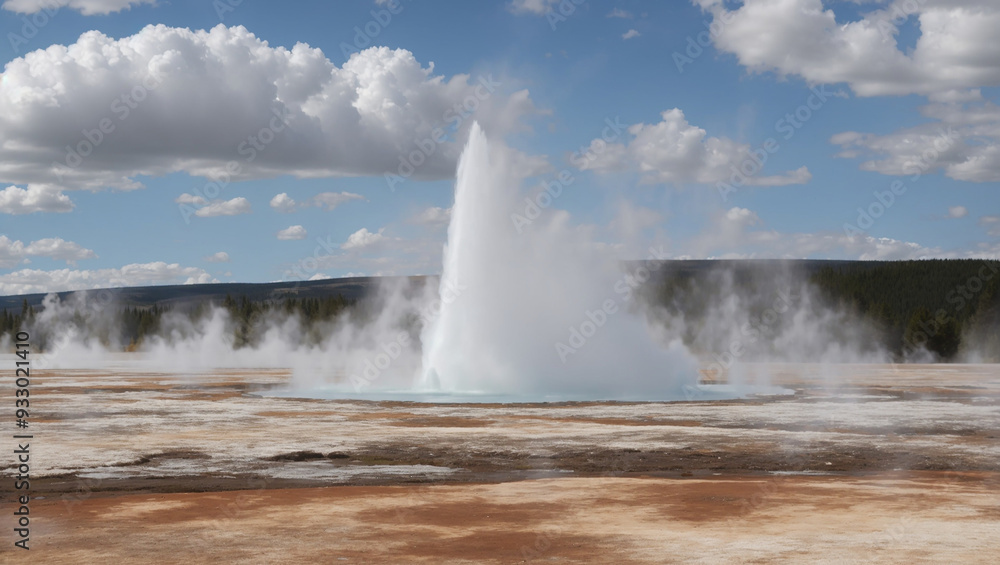 This is a picture of a geyser, a hot spring that erupts water and steam into the air.
This is a picture of a geyser, a hot spring that erupts water and steam into the air.