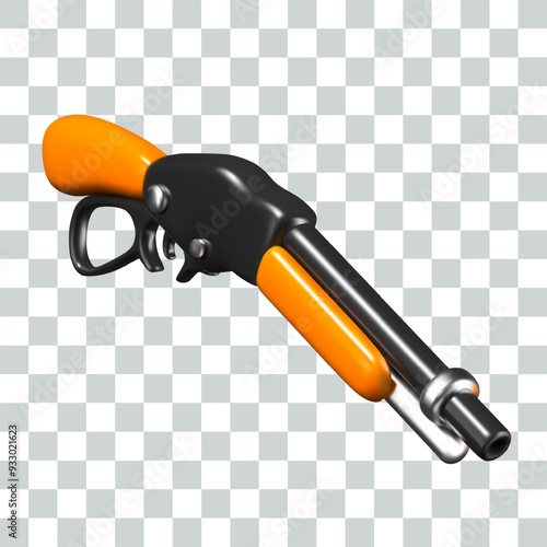 Winchester rifle in 3D style. Single barrel gun. Firearms for web concepts, game design
