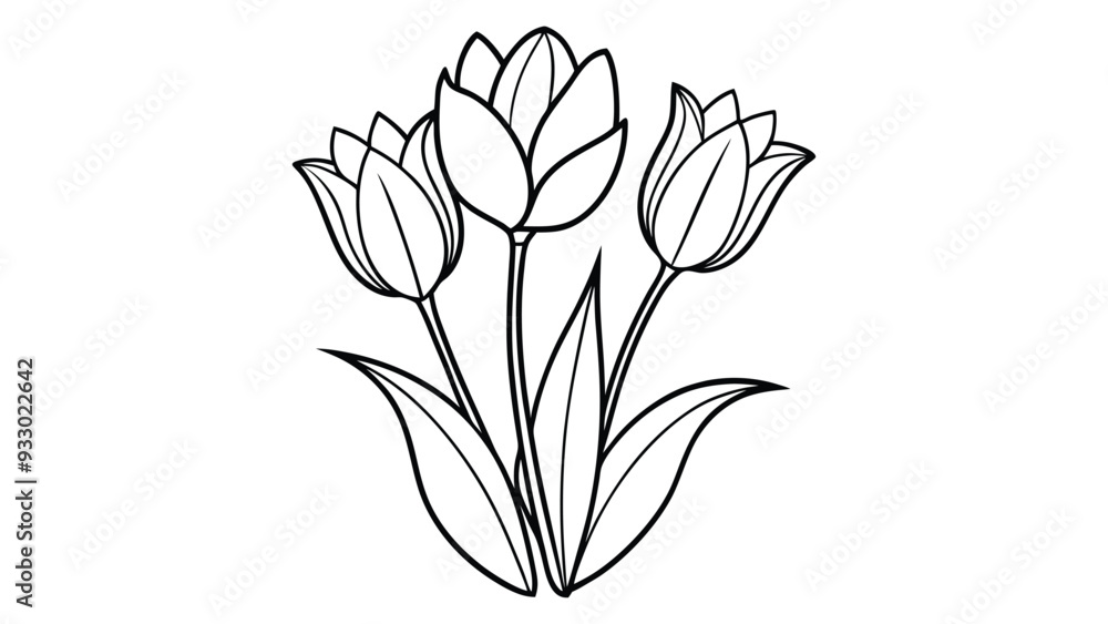 Obraz premium Tulip silhouette vector illustration on white background 