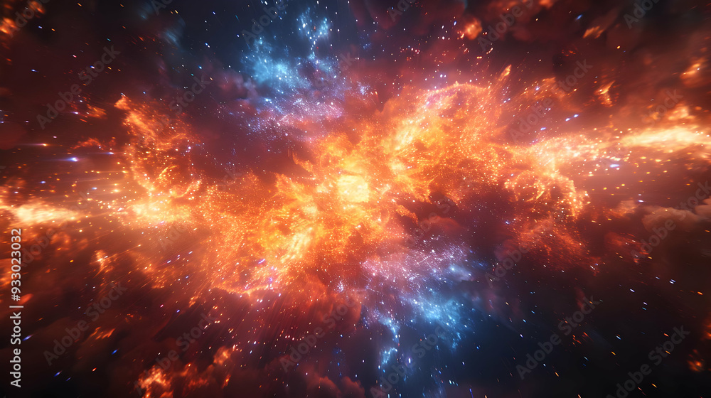 Fototapeta premium Abstract Background of Red and Blue Cosmic Fire