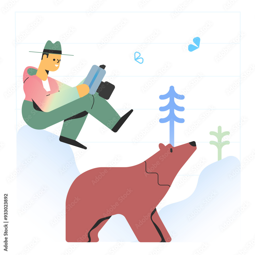 Man taking photo of bear Man taking photo of bear