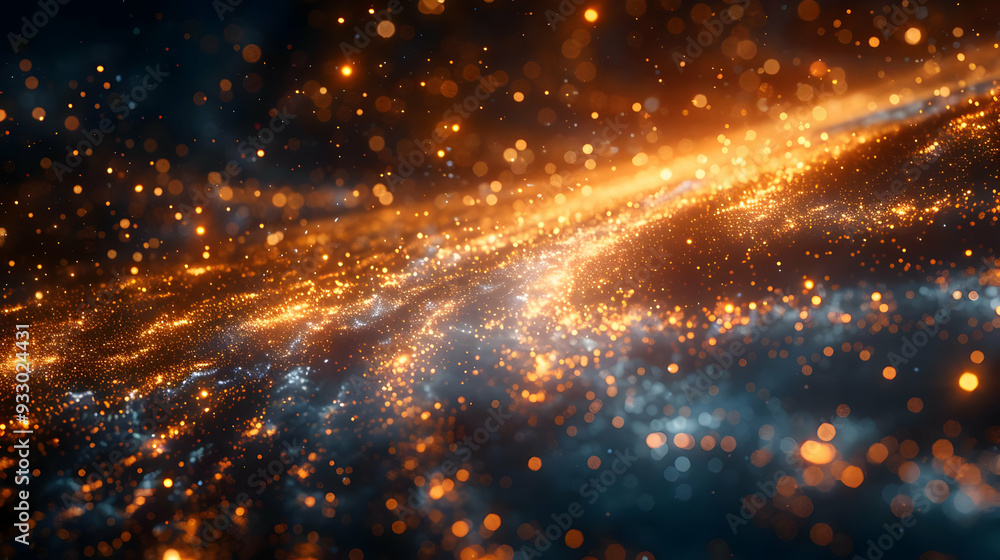 Naklejka premium Abstract Background with Golden Bokeh and Sparkles