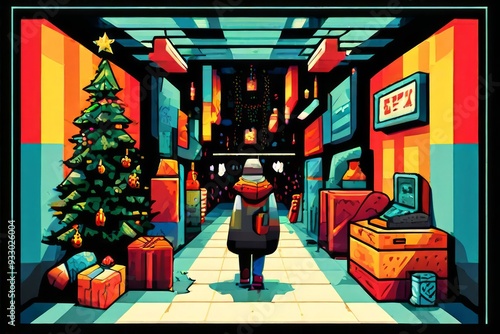 black friday a pixel art piece with bold geometric shapes and pa