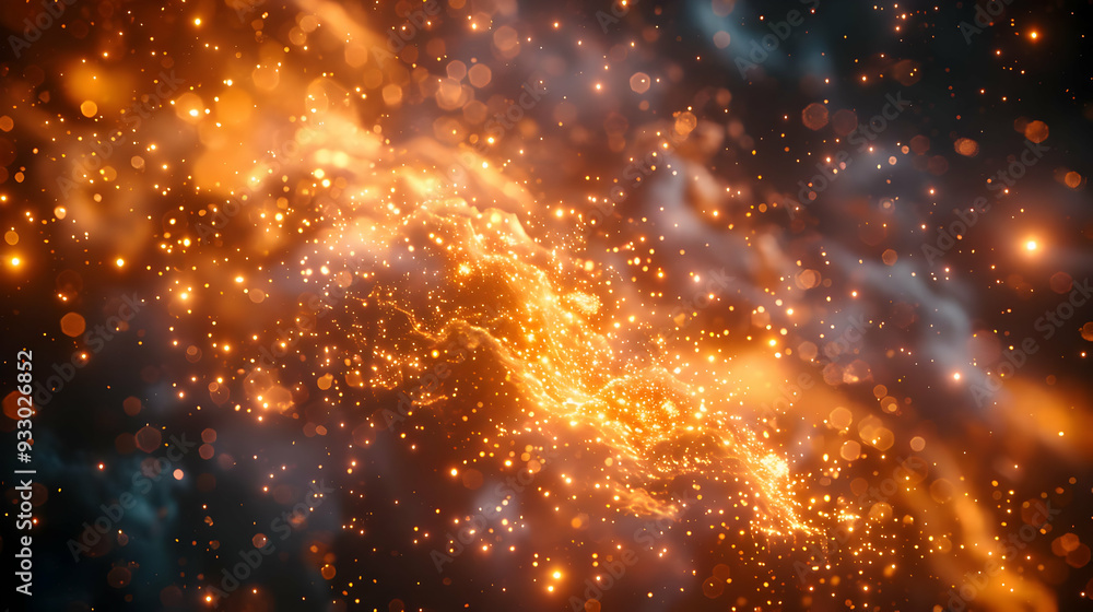 Fototapeta premium Abstract Background with Golden Glowing Particles and Blurred Lights