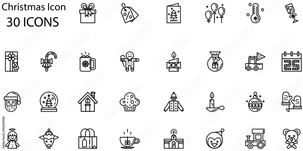 Set of Christmas icons. Line art style icons bundle. vector illustration Set of Christmas icons. Line art style icons bundle. vector illustration
