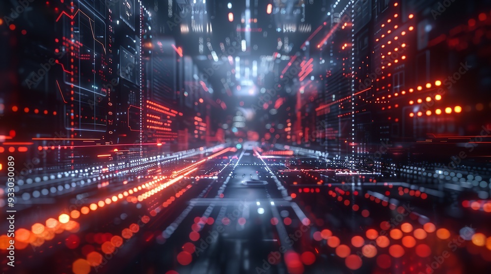 Futuristic digital background with abstract futuristic glowing circular portal and circuit board