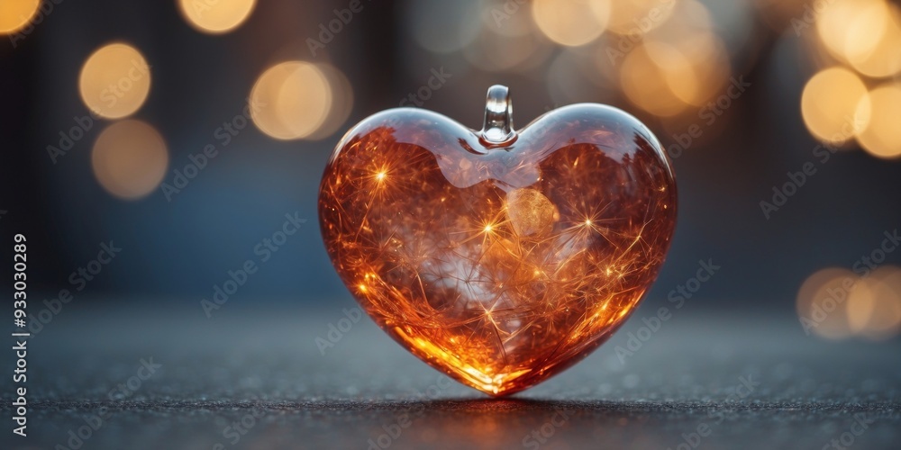 Fototapeta premium beautiful crystal glass heart as the symbol of love.