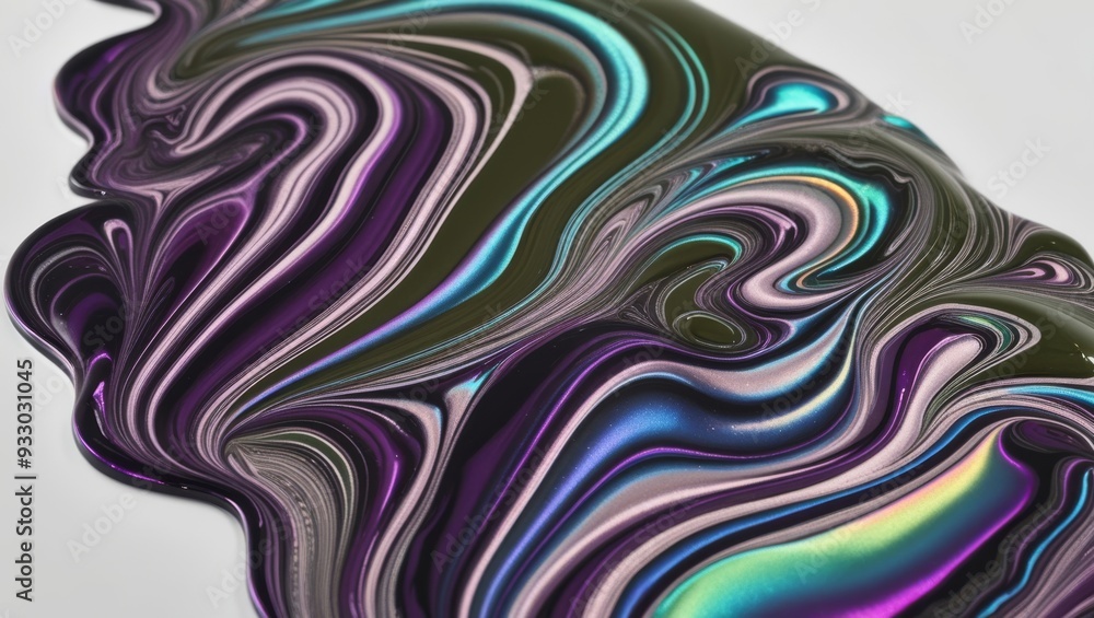 Fototapeta premium Abstract Swirling Iridescent Paint