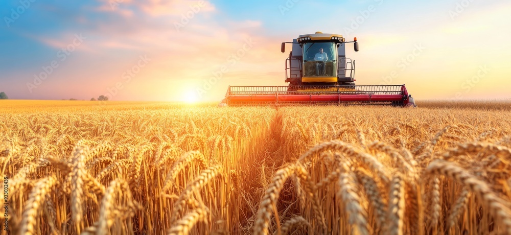 Harvest season, a beautiful wheat field with a golden color Harvest season, a beautiful wheat field with a golden color