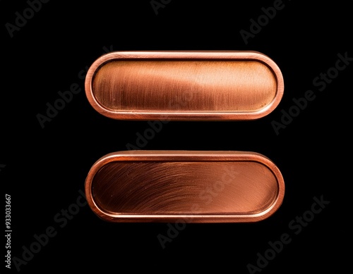 Copper equal sign on black background metal metallic equality math 3d button isolated math symbol web element photo