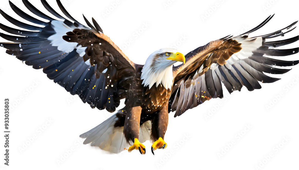 Fototapeta premium eagle, large bird Splashes on a white isolated background. Generative AI.
