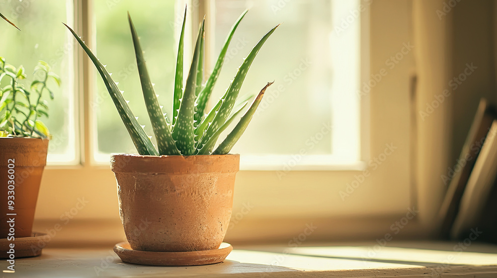 an aloe vera in a terracotta planter on a kitchen shelf an aloe vera in a terracotta planter on a kitchen shelf