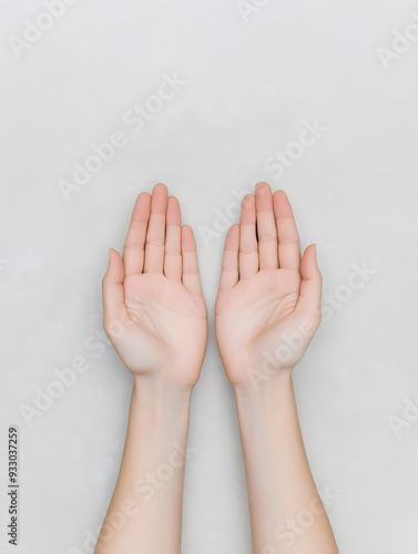 Aerial View of Prayer Hands: Open Palms with Gentle Curves