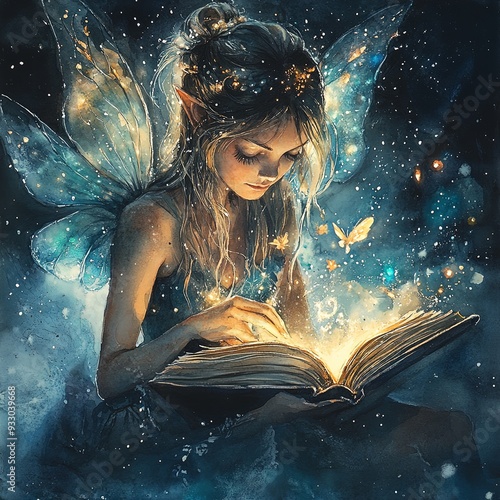 Magical Fairy Reading in Enchanting Glow