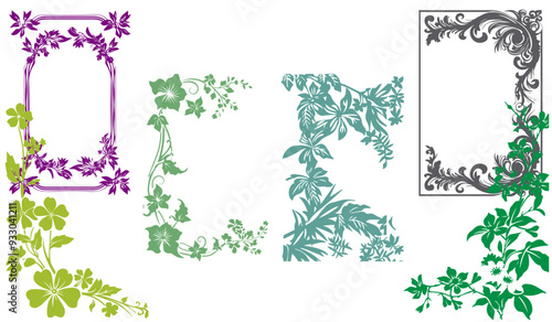 Set of vector floral borders