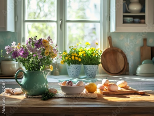 Captivating easter kitchen and table decor captured in a stunning photography shot