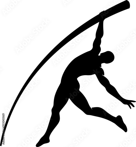 Pole vault athlete silhouette icon