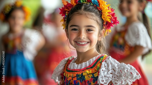 Radiance in Fiesta: A Girl's Smile Illuminates Tradition