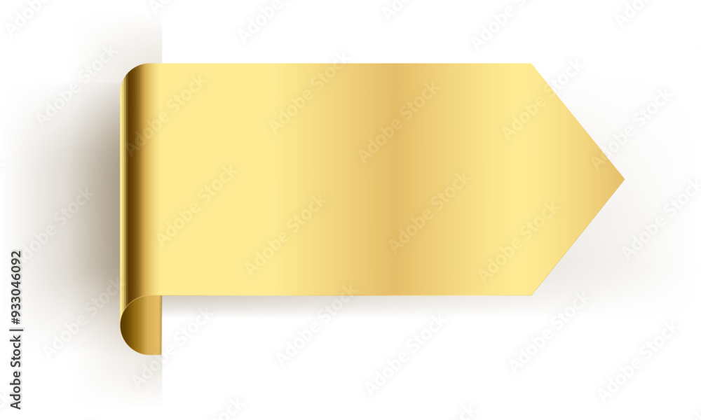 gold ribbon banner with curl vector illustration. Golden Sticker blank page curved glossy shiny, empty flip document cover, template design element isolated on white background. gold ribbon banner with curl vector illustration. Golden Sticker blank page curved glossy shiny, empty flip document cover, template design element isolated on white background.