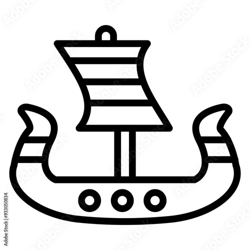 Viking Ship Icon Style