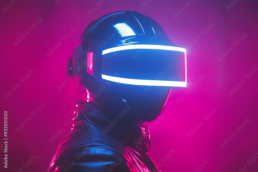 Cyber inspired portrait of a person in a neon lit environment with a VR headset highlighting the vibrant energy and futuristic aesthetics of modern virtual reality experiences Cyber inspired portrait of a person in a neon lit environment with a VR headset highlighting the vibrant energy and futuristic aesthetics of modern virtual reality experiences