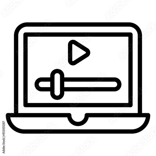 Film on Laptop Icon Style