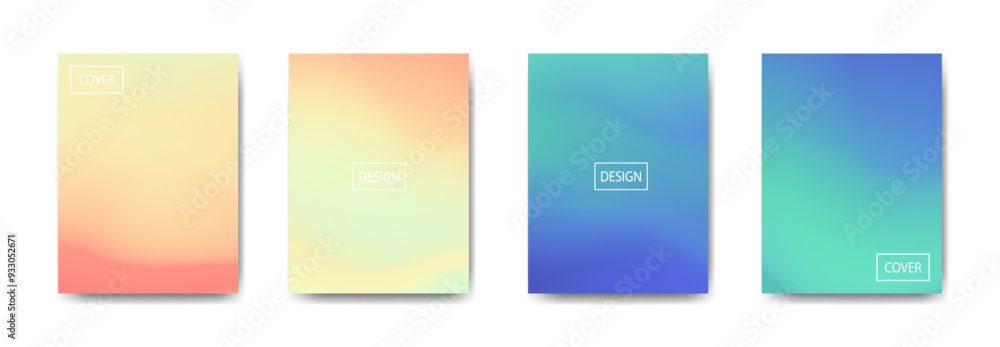 Fototapeta premium set of abstract background with beautiful gradation color, colorful background for poster flyer banner backdrop.vertical banner.cool fluid background vector illustration
