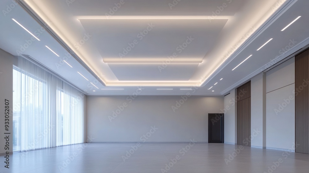 Fototapeta premium Modern Interior Design with Recessed Lighting and Minimalist Decor