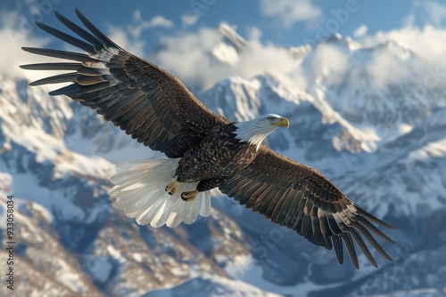 Wallpaper Mural Majestic eagle soaring over snow-capped mountains, capturing the essence of freedom and the beauty of nature in flight. Torontodigital.ca