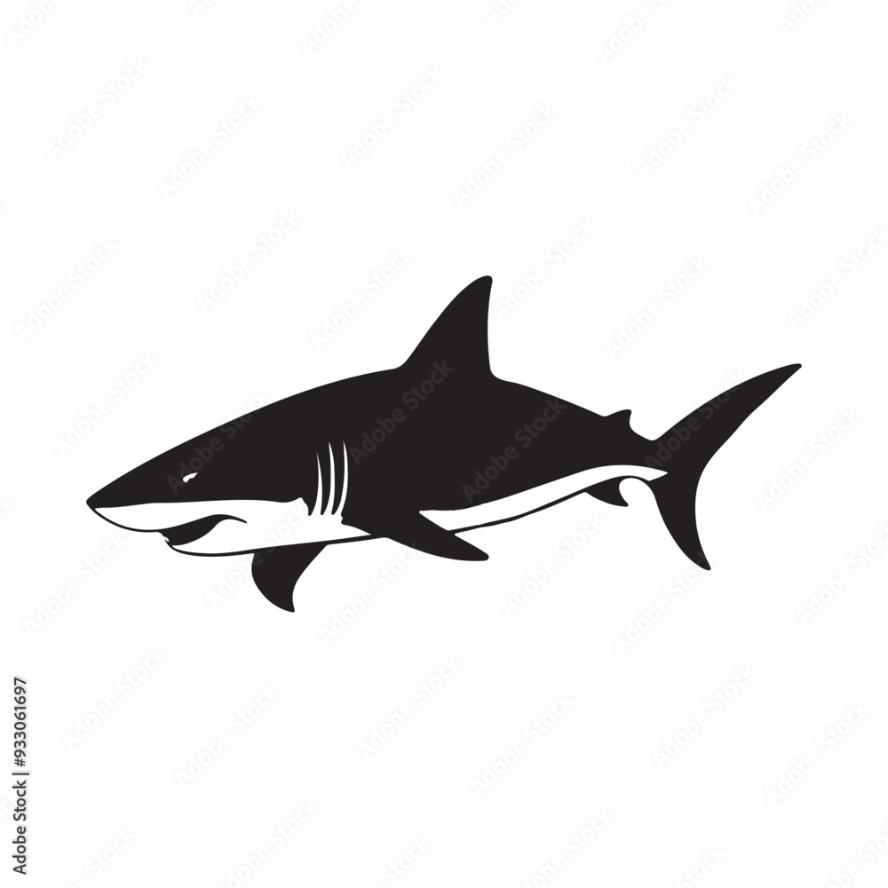 Shark silhouette vector with white Background Shark silhouette vector with white Background