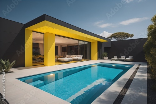 modern house with swimming pool for sale or rent. generative ai